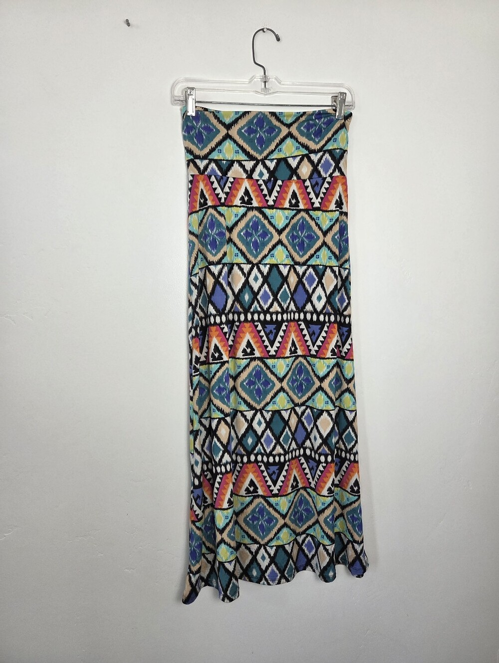 Azules Maxi Skirt Geometric Colorful Tribal Gypsy Hippie Indie Bohemian Small